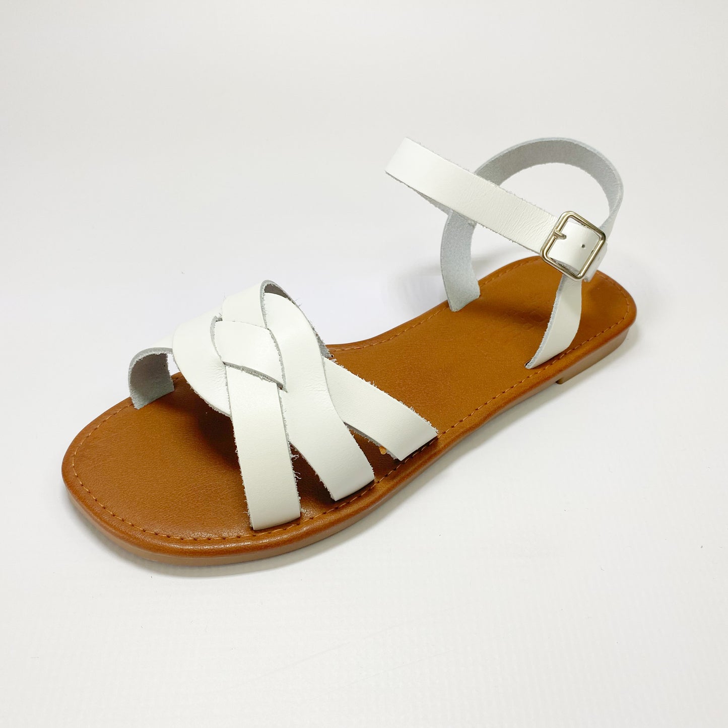 Andreoli leather white strappy sandal