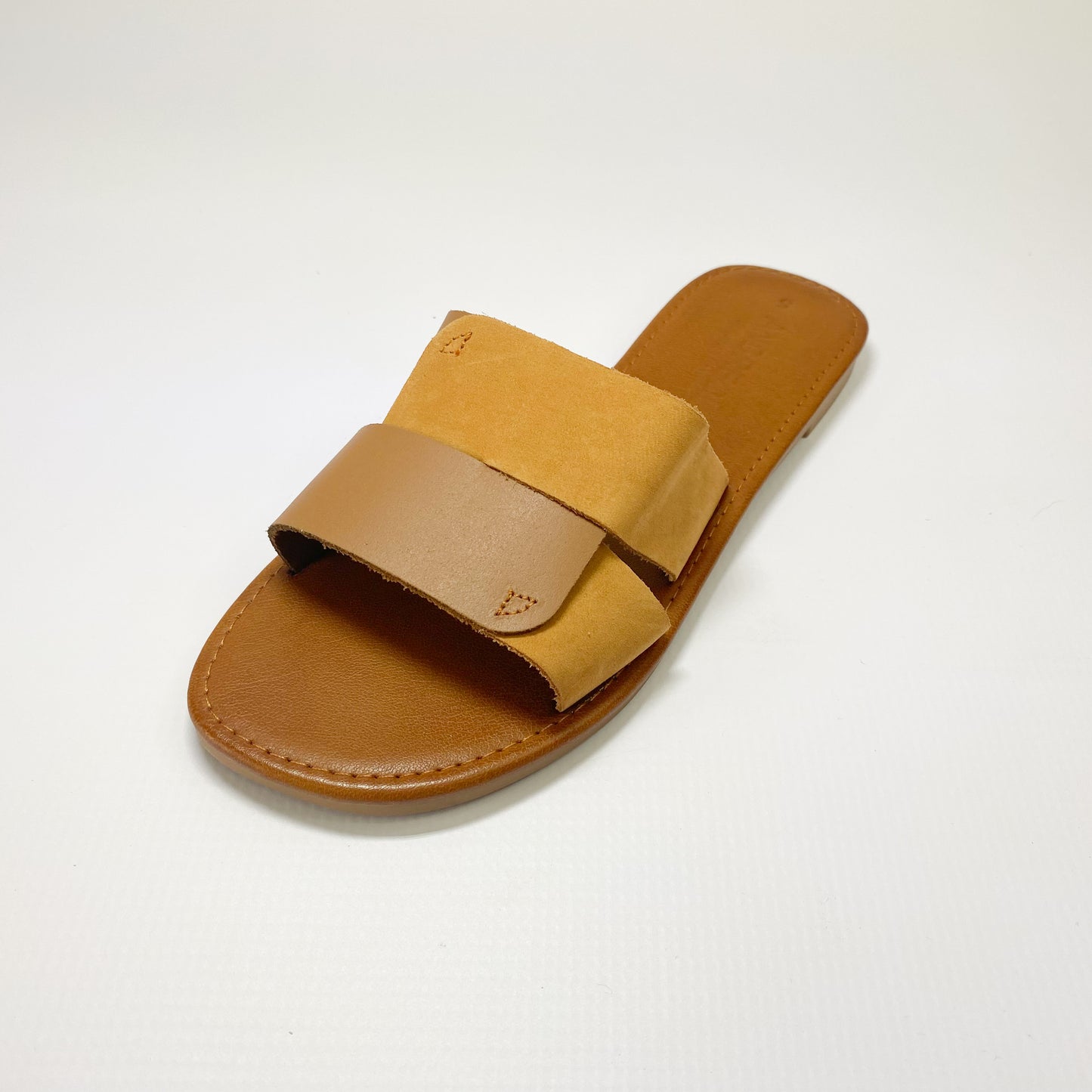 Andreoli leather tan pushin sandal