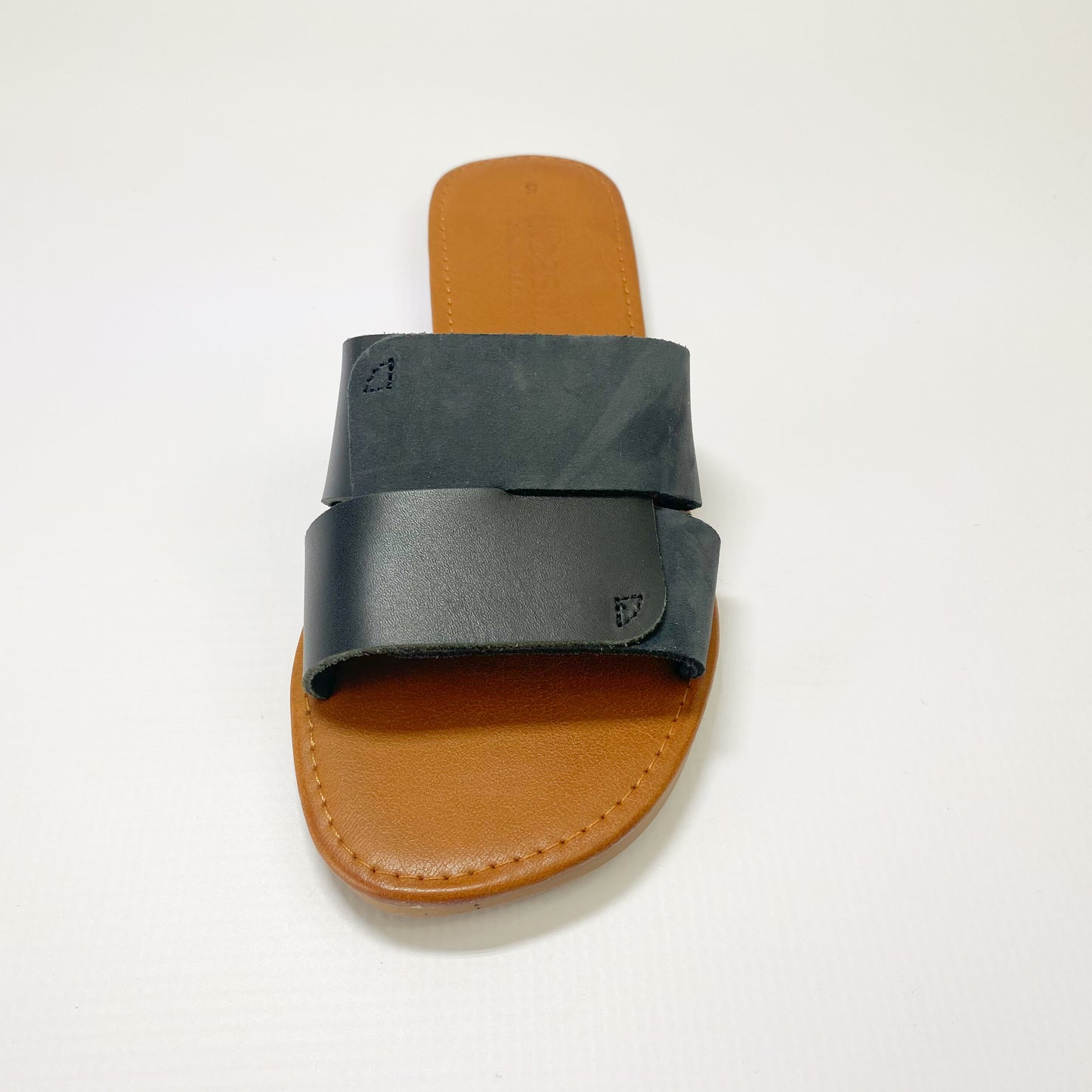 Andreoli leather black pushin sandal