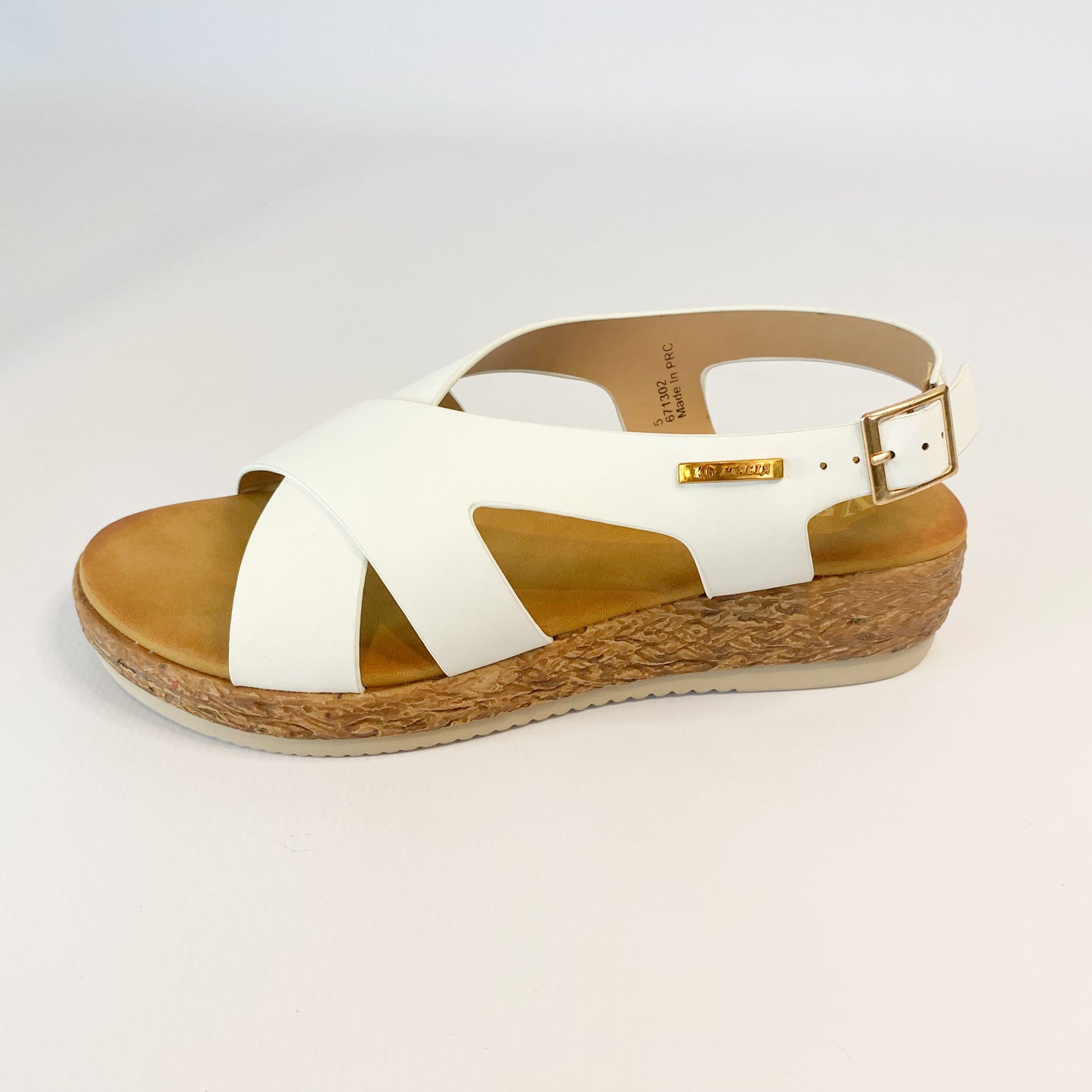 KG white crossover sandal