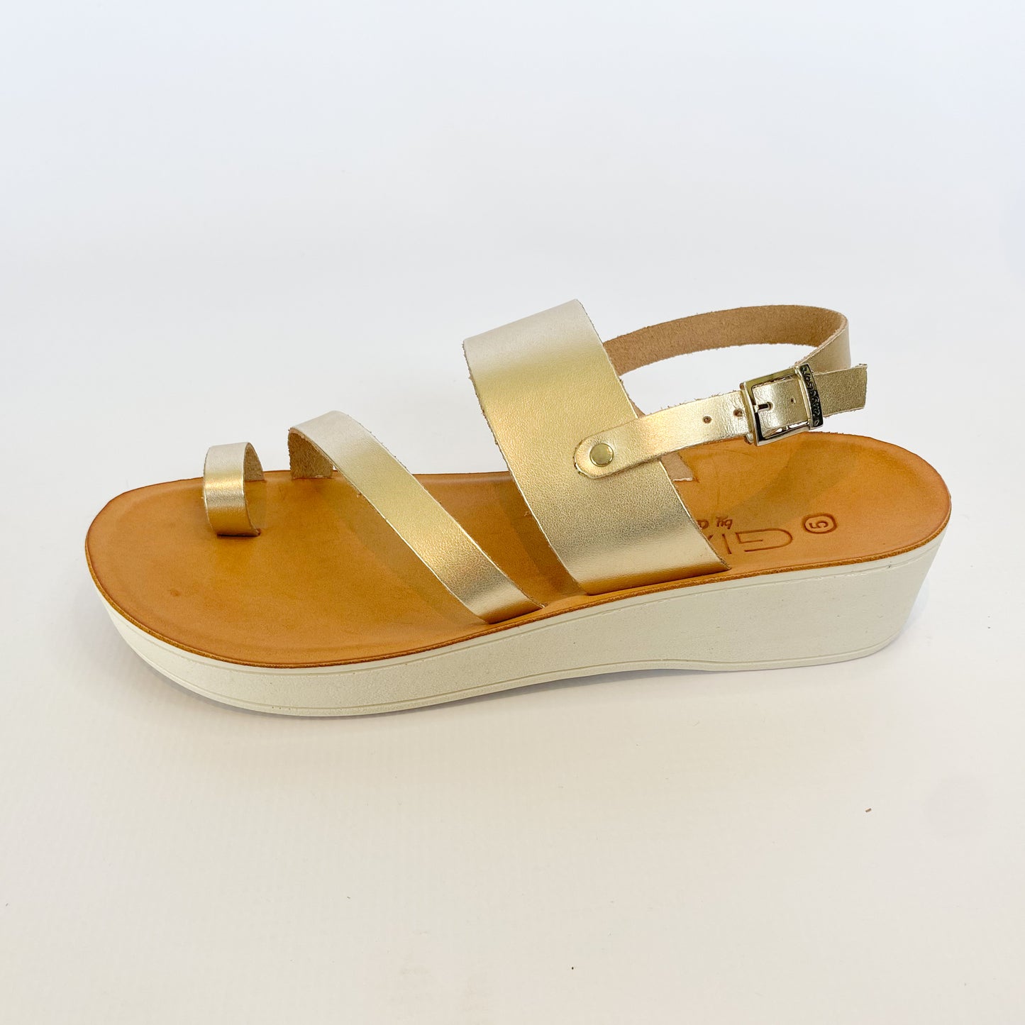 Gia leather gold sandal