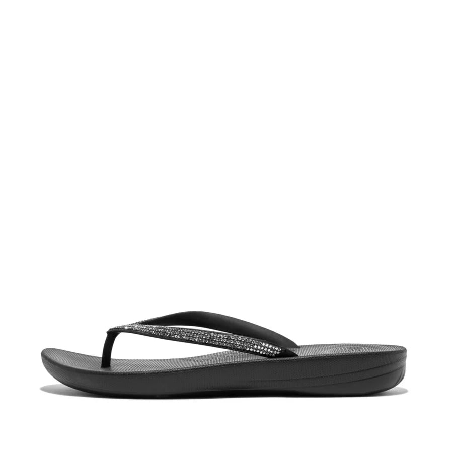 Fitflop Iqushion Sparkle Ergonomic Flip-flops - Black