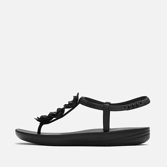 Fitflop IQUSHION Splash Flower T-Bar Sandals - Black