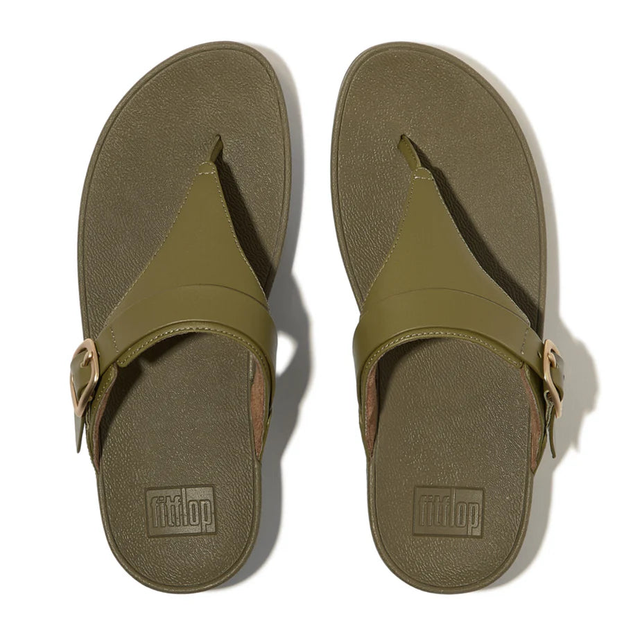 Fitflop Camo Green Lulu Adjustable Leather Toepost Sandal â detail shot