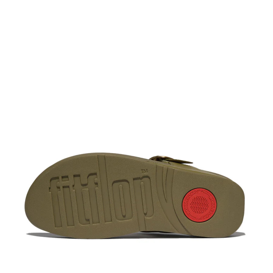 Fitflop Camo Green Lulu Adjustable Leather Toepost Sandal â front view