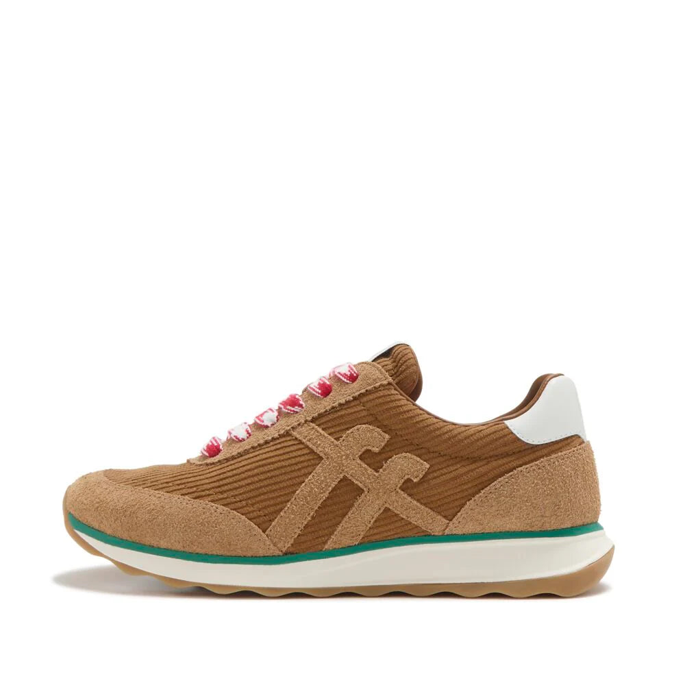 Fitflop Urban Retro-Q FF Cord Fabric/Suede Trainers - Terracotta Tan