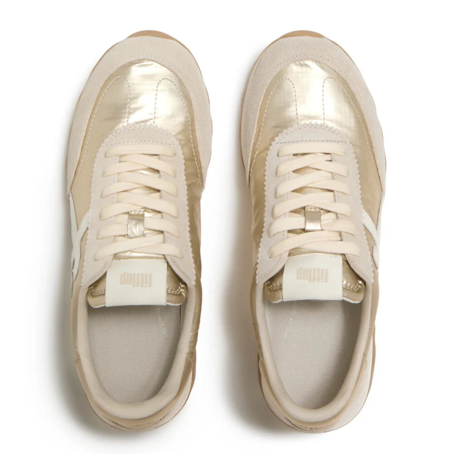 Fitflop Platino Retro-q Ff Metallic Fabric/suede Sneaker – detail shot
