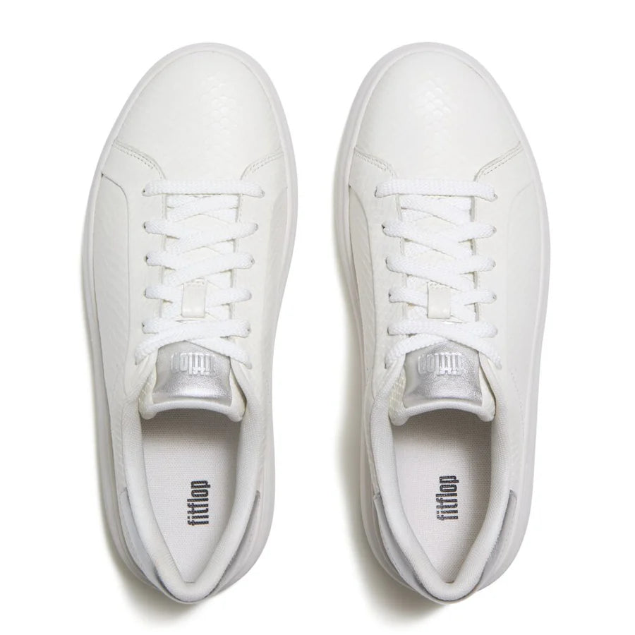 Fitflop RTG Leather Snake Lace-Up Sneakers - Urban White