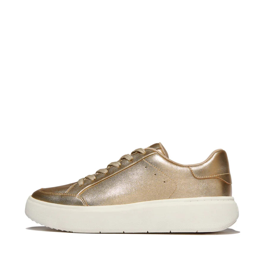 Fitflop RTG Metallic-Leather Trainers - Platino