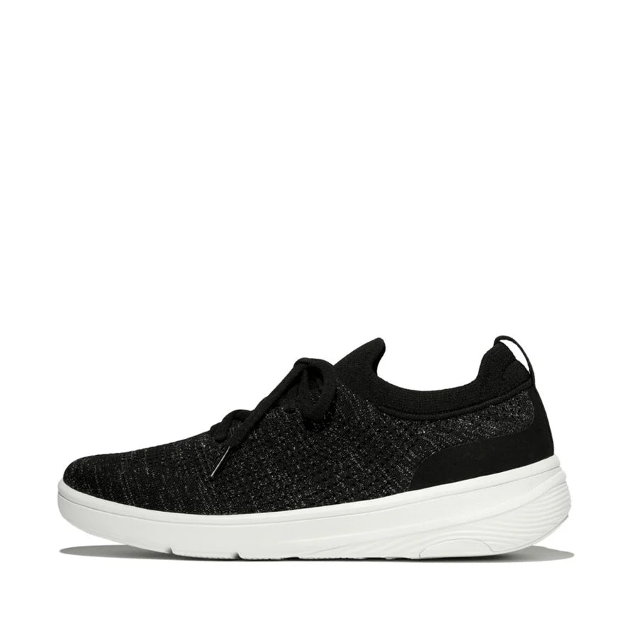 Fitflop SUPER-Q Knit Slip-On Laced Trainers - Black/Silver