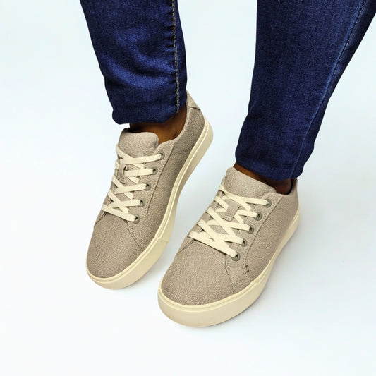 TOMS Kameron grey sneaker – two-tone slub textile upper, vegan design, removable OrthoLite® Eco LT-Hybrid™ insole, and rubber outsole 1
