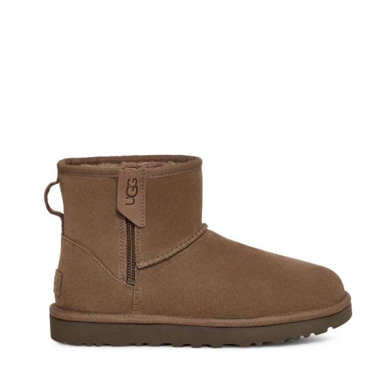 UGG Classic Mini Bailey Zip Boot in Hickory with suede upper, side zipper, UGGplush™ lining, and sugarcane EVA outsole – 5-inch shaft, casual wear 3