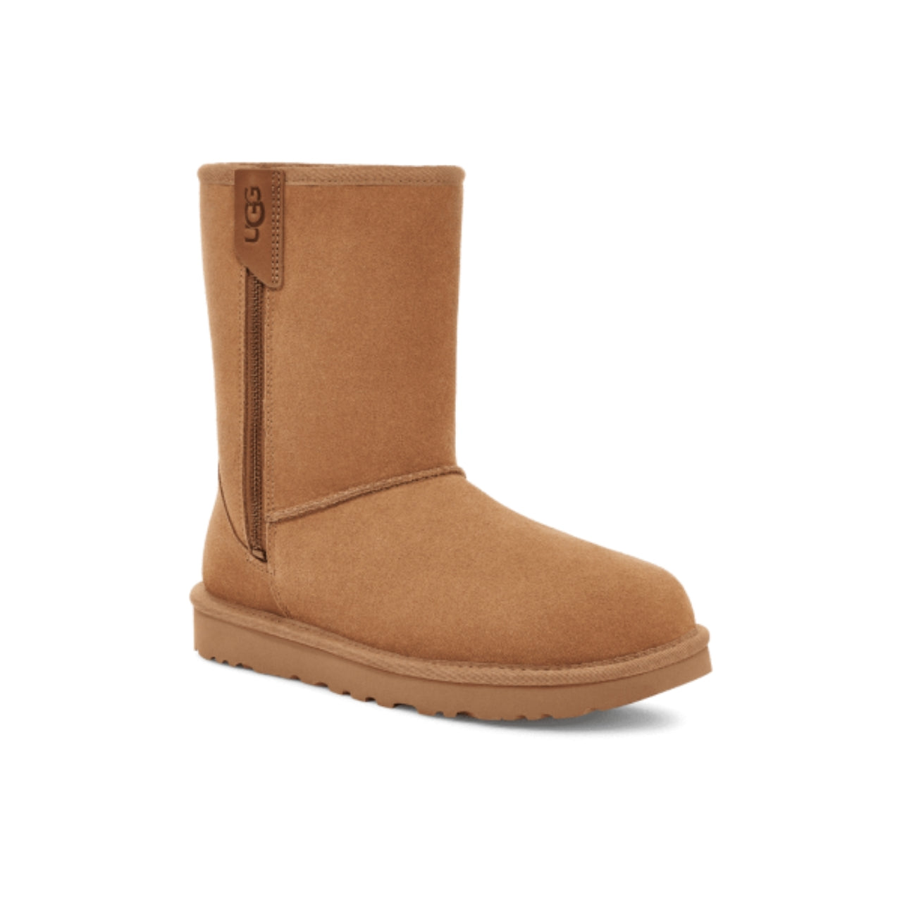 UGG Classic Short Bailey Zip Boot in Chestnut with suede upper, side zipper, UGGplush™ lining, and sugarcane EVA outsole – ideal for casual wear 2