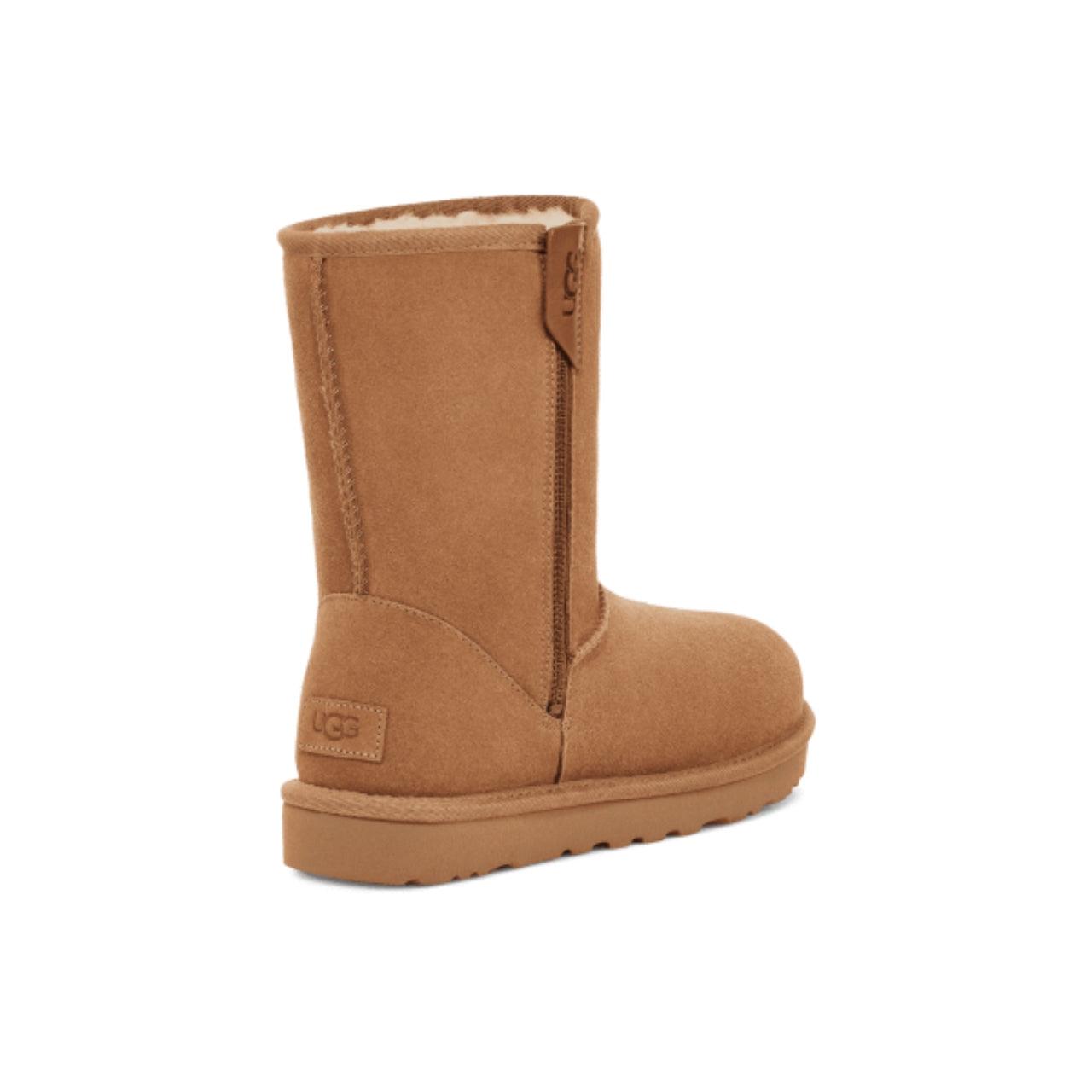 UGG Classic Short Bailey Zip Boot in Chestnut with suede upper, side zipper, UGGplush™ lining, and sugarcane EVA outsole – ideal for casual wear 4