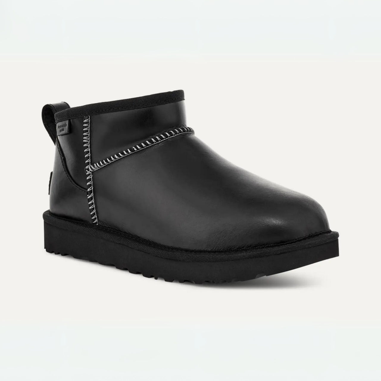 UGG Classic Ultra Mini Leather Regenerate Boot in Black – regenerative leather upper, UGGplush™ lining, sugarcane EVA outsole, and eco-conscious details for casual wear 2