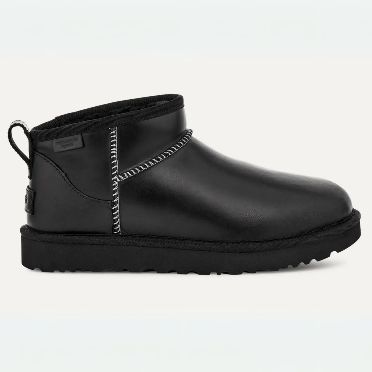 UGG Classic Ultra Mini Leather Regenerate Boot in Black – regenerative leather upper, UGGplush™ lining, sugarcane EVA outsole, and eco-conscious details for casual wear 3