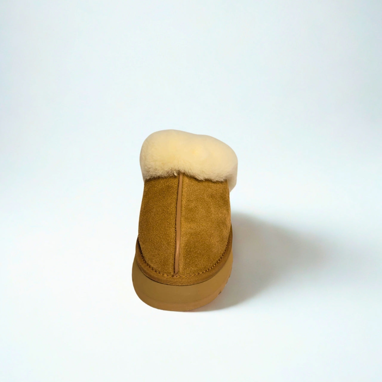 UGG Disquette chestnut suede slippers with 1-inch platform sole, sheepskin lining, and eco-friendly sugarcane EVA outsole 4