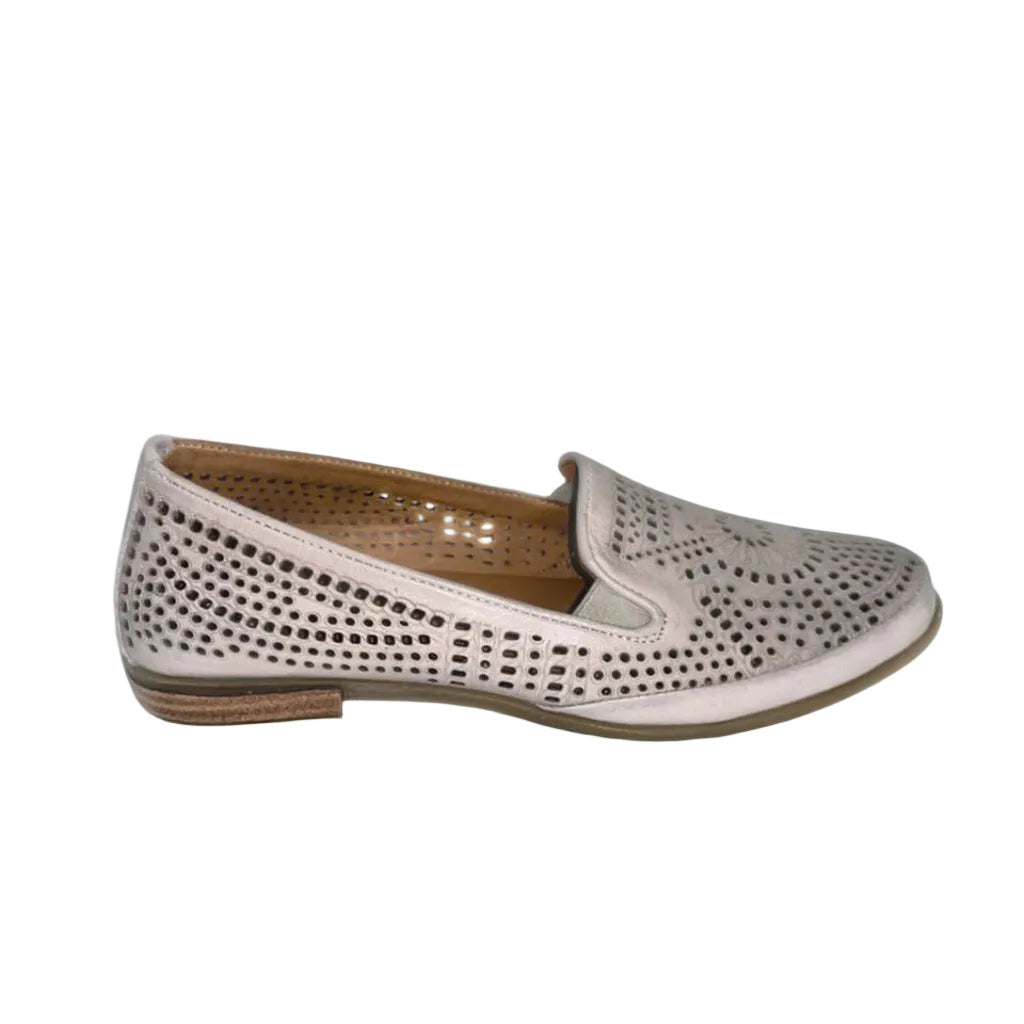 Gia Silver Grey Leather Cut Out Loafer – side view