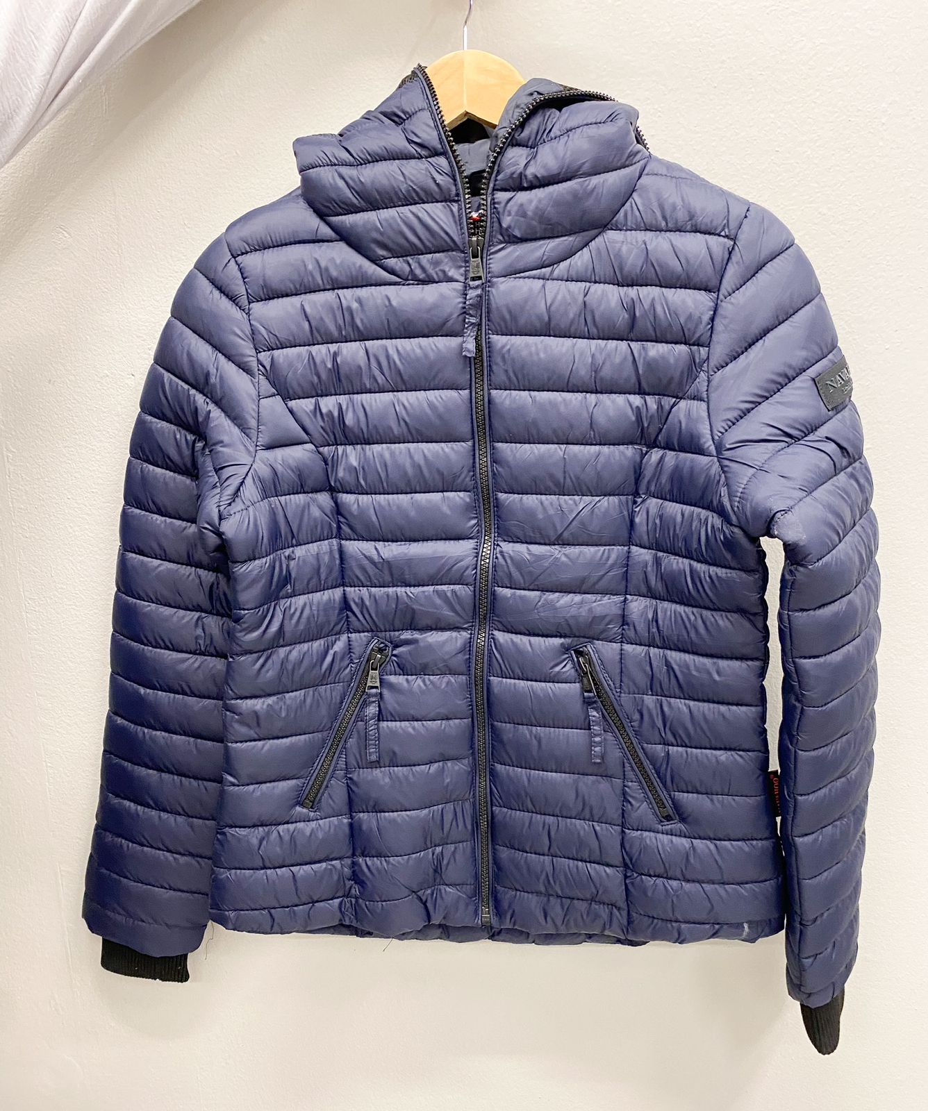 Queue navy puffer hood jacket