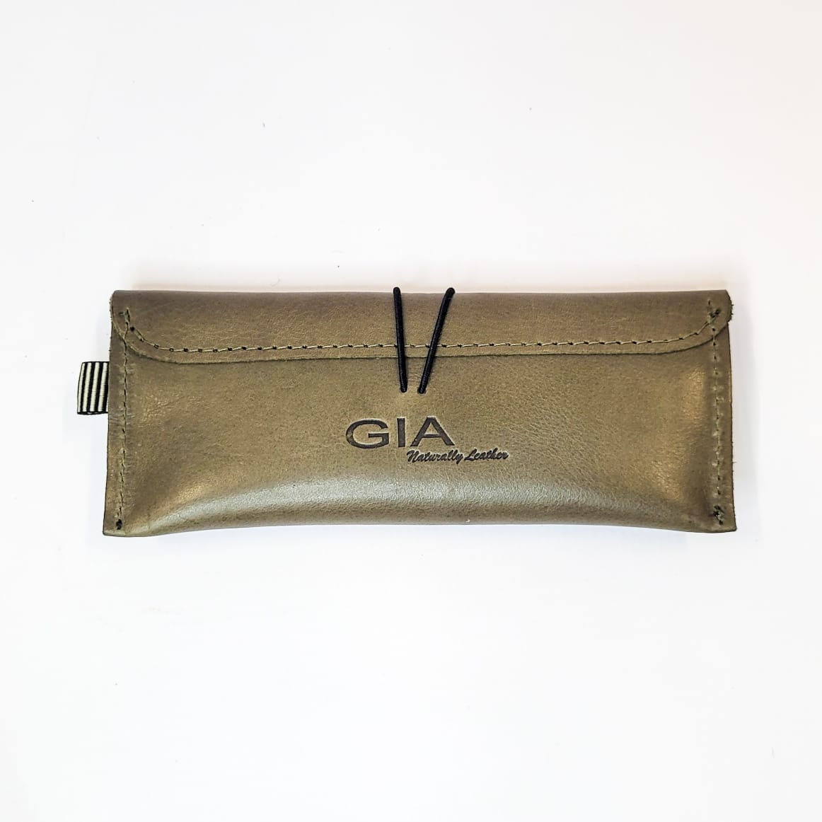 Gia leather olive sunglass pouch