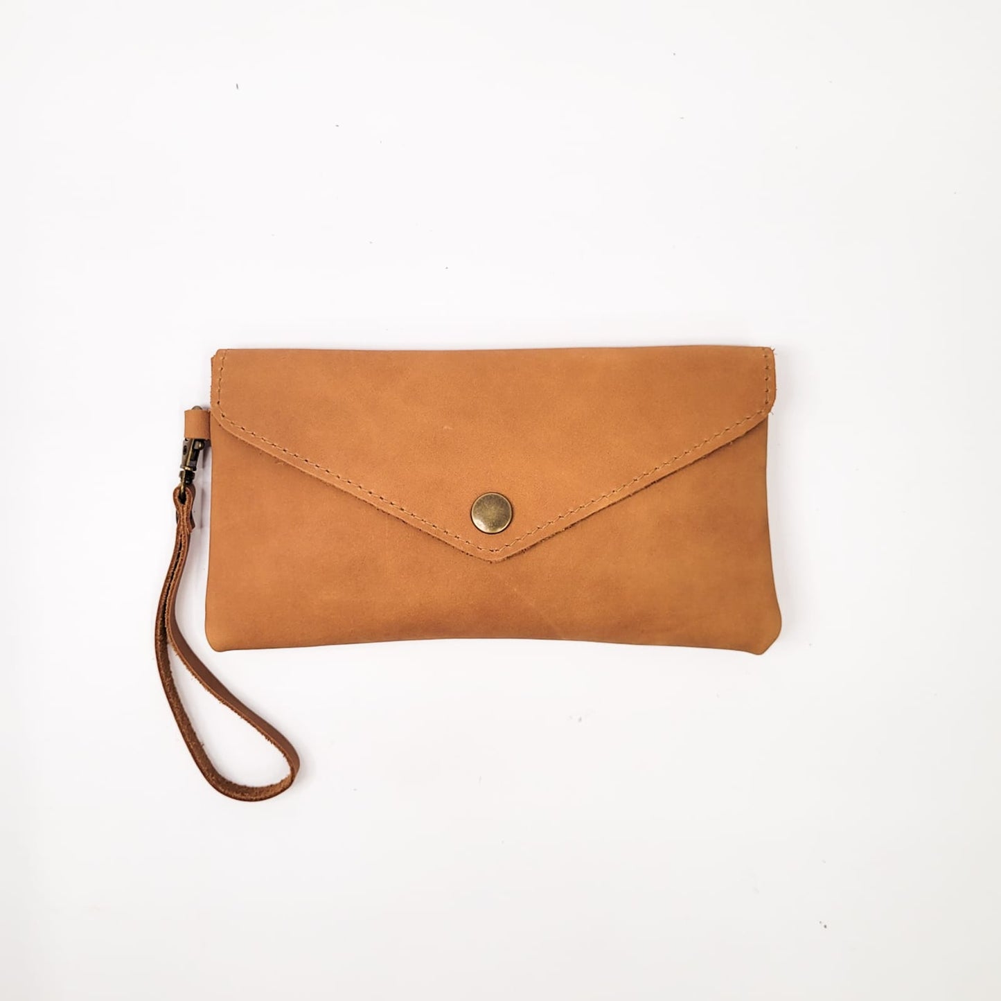 Gia leather fudge tan envelop purse