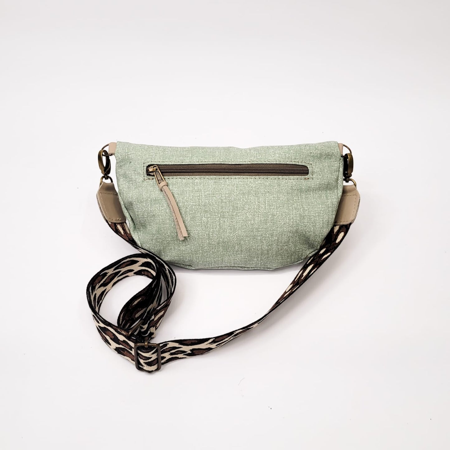 Gia sage canvas fabric moonbag