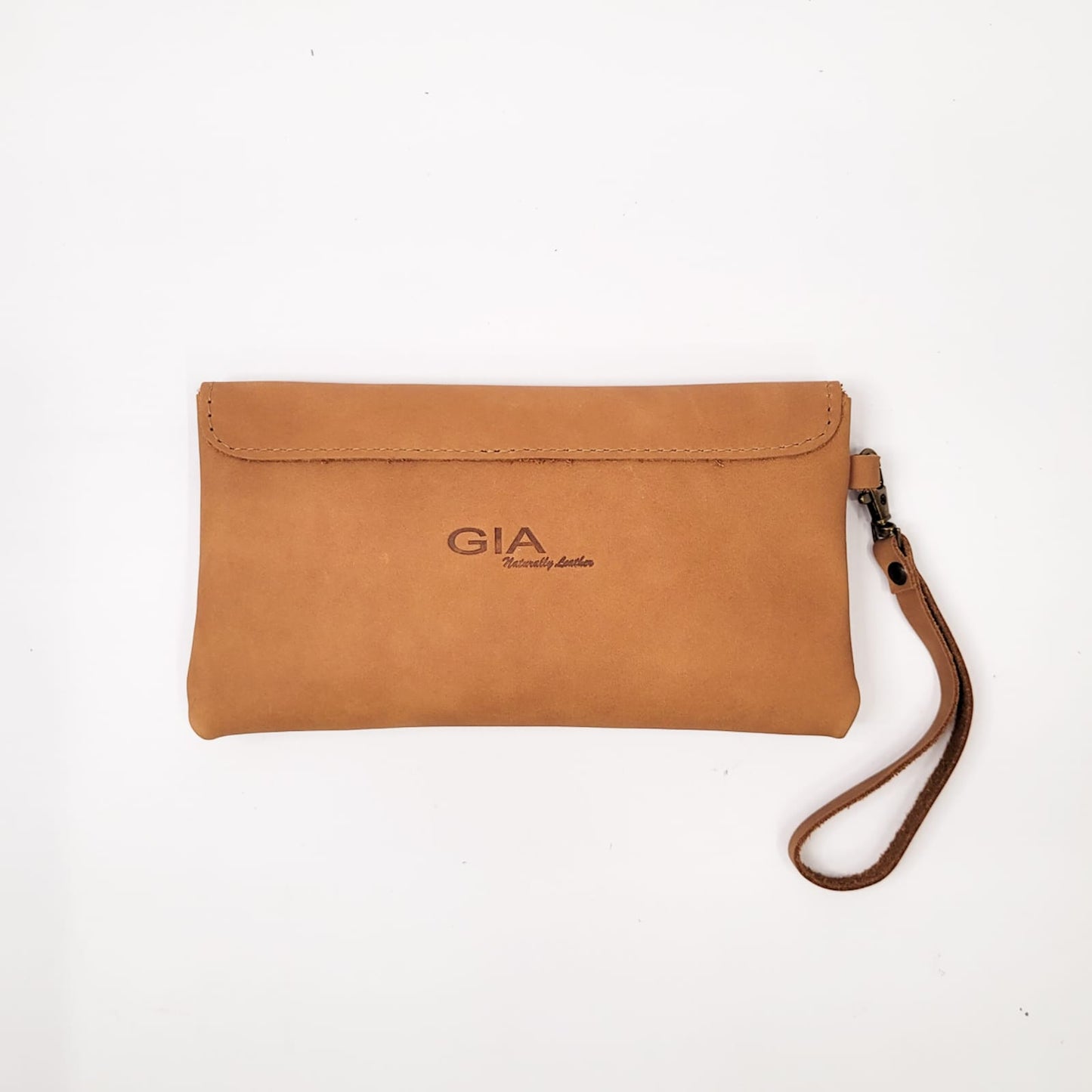 Gia leather fudge tan envelop purse