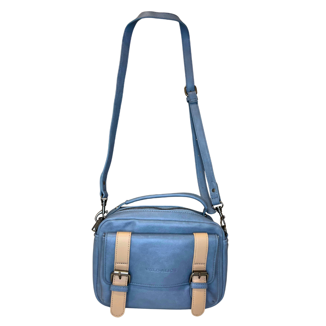Wild Alice Satchel Bag With Buckle Detail - Blue