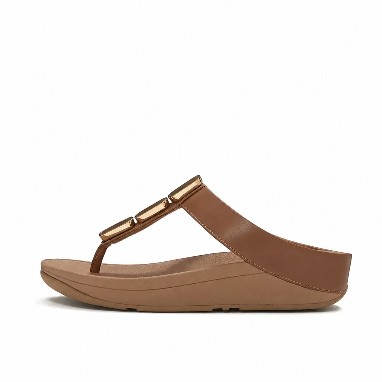Fitflop Lulu Glossy Button Toe-Post Sandals - Deep Tan