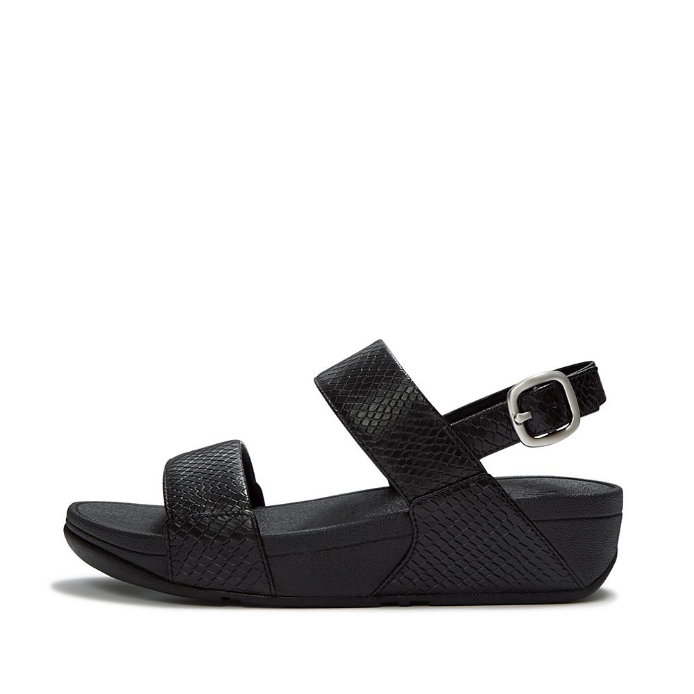 Fitflop Lulu Snake Leather Back-Strap Sandals - Black - side view