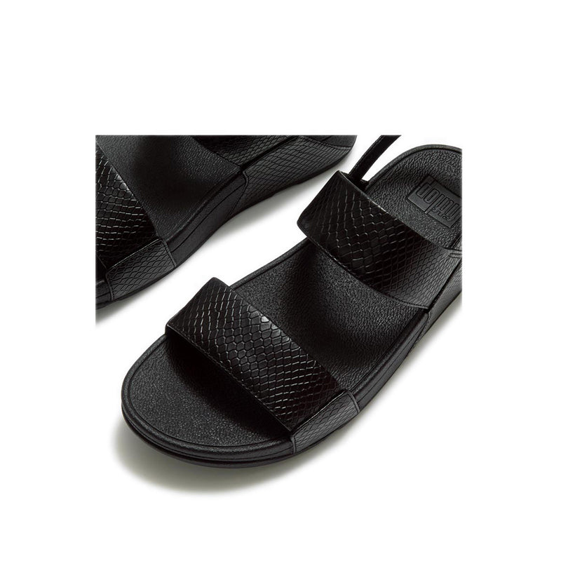 Fitflop Lulu Snake Leather Back-Strap Sandals - Black - detail view