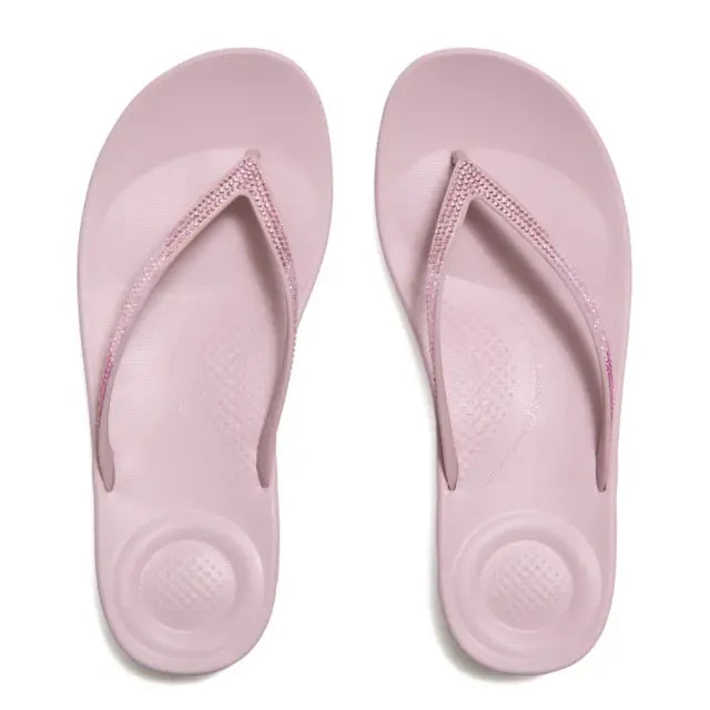 Fitflop Iqushion Ombre Sparkle Flip-flops - Dusk Lilac, overhead view