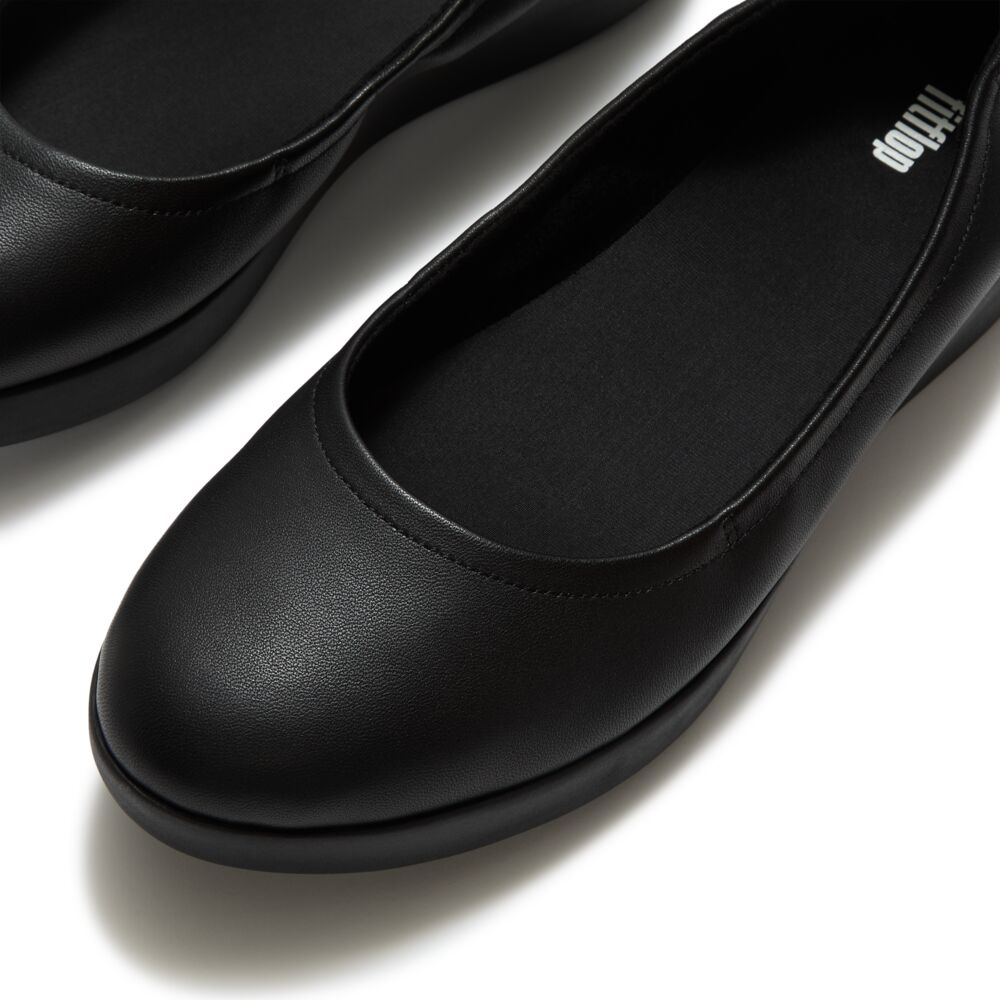 Fitflop Flowform Leather Ballerina - All Black, view 3