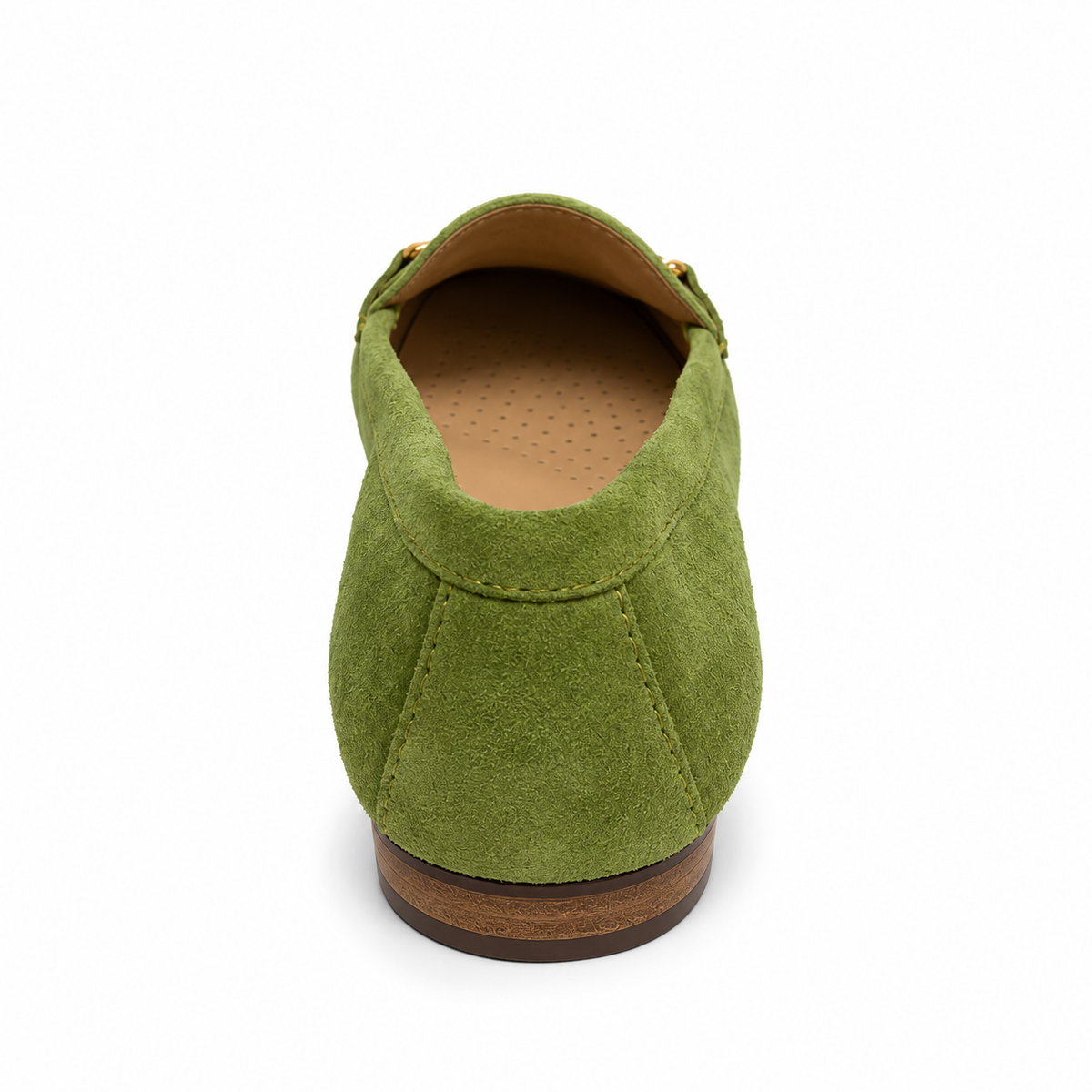 GIA Leather Horsebit Loafer in Green, rear view