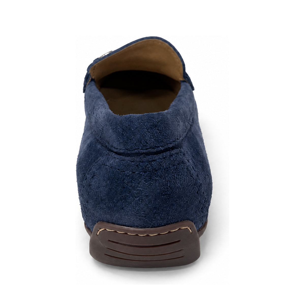 Gia denim leather metal-accent moccasin, heel view