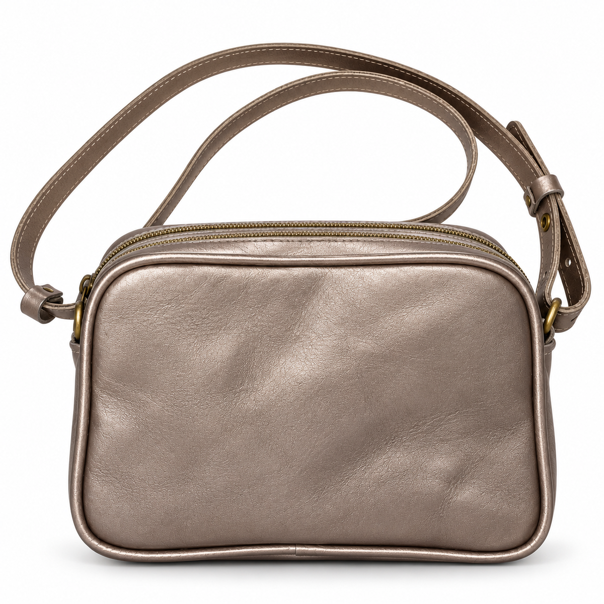 Gia Leather Camera Bag - Pewter - back view