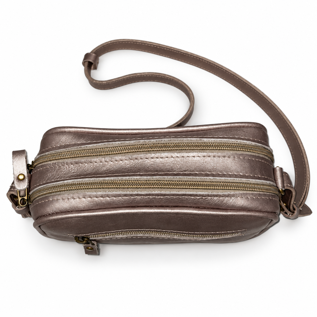 Gia Leather Camera Bag - Pewter - detail view