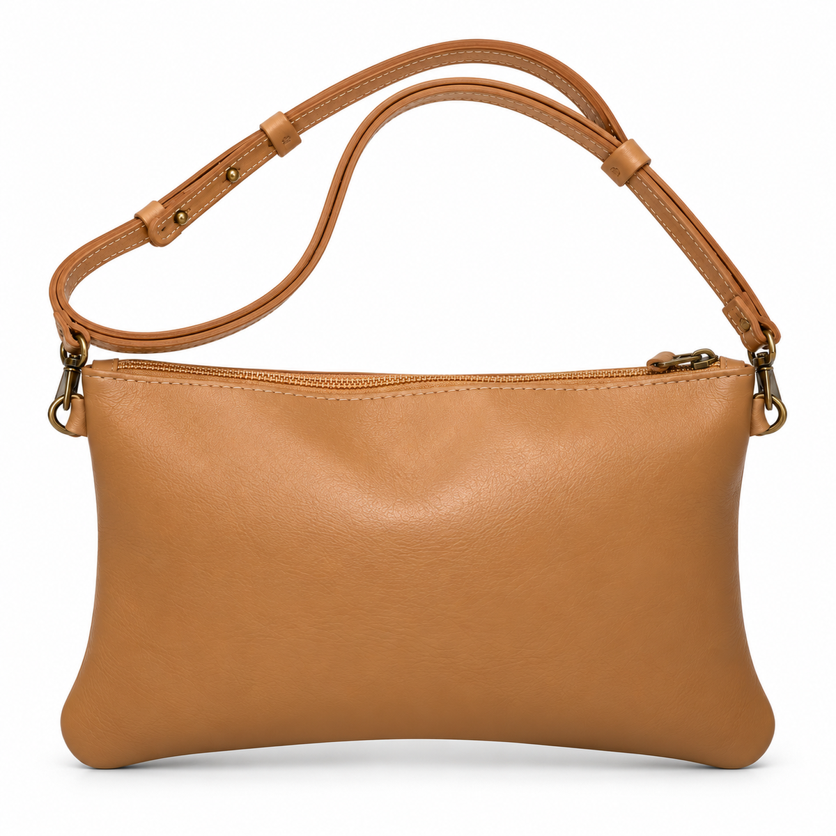 Gia Slim Leather Crossbody Bag - Hazelnut - back view