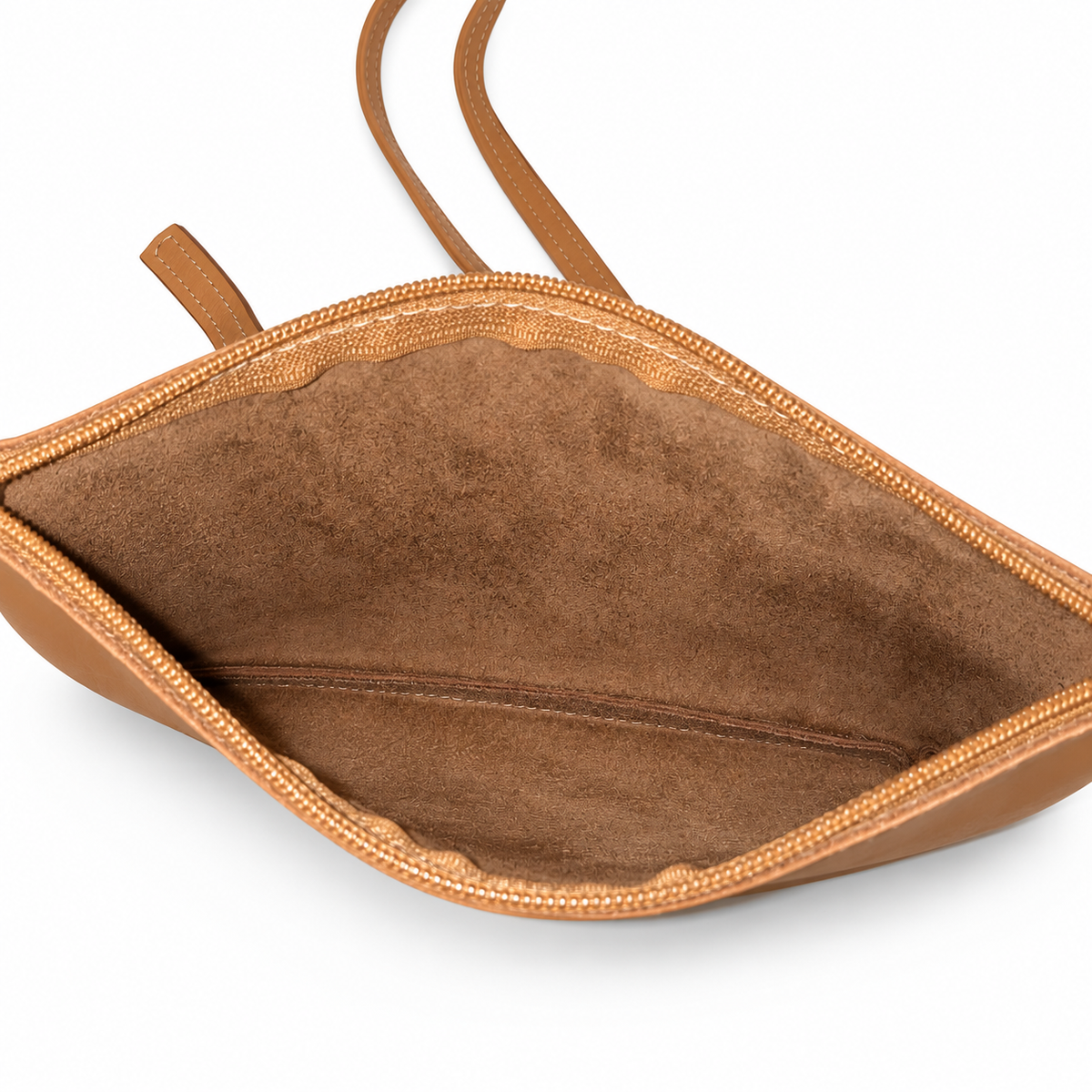 Gia Slim Leather Crossbody Bag - Hazelnut - interior view