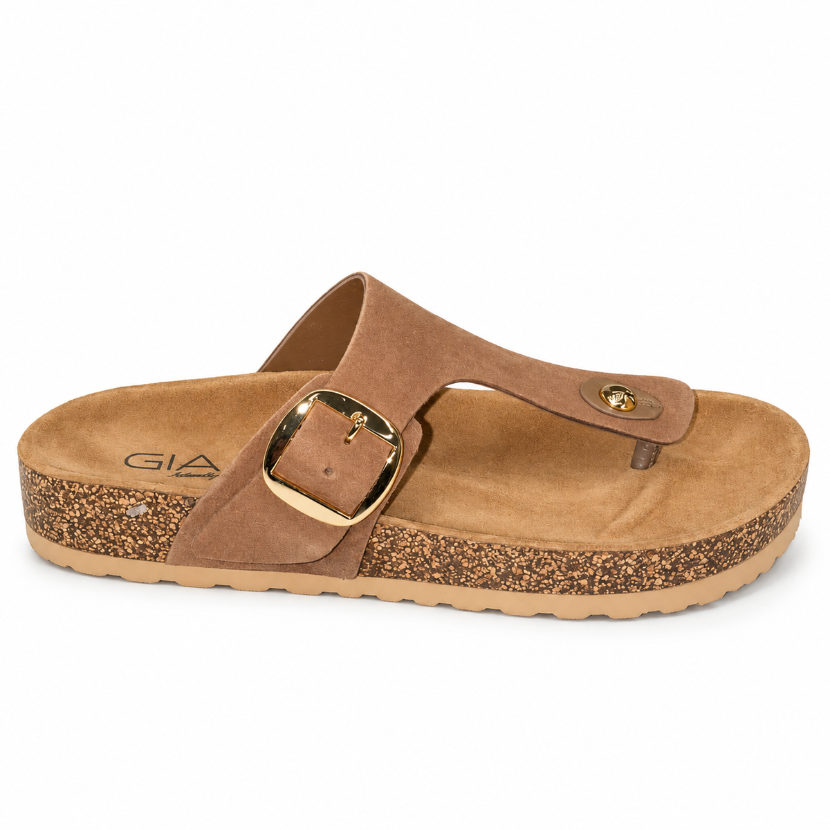 Gia Suede Toe Post Sandal - Taupe, side view