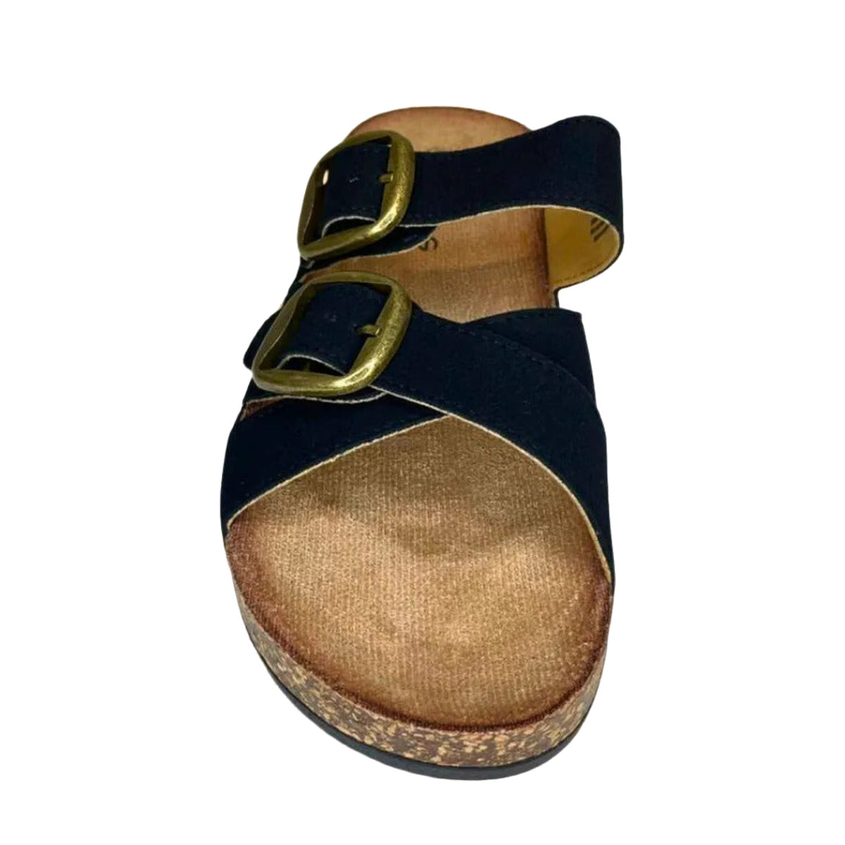 Queue Criss Cross Double Buckle Birkie - Black - front view