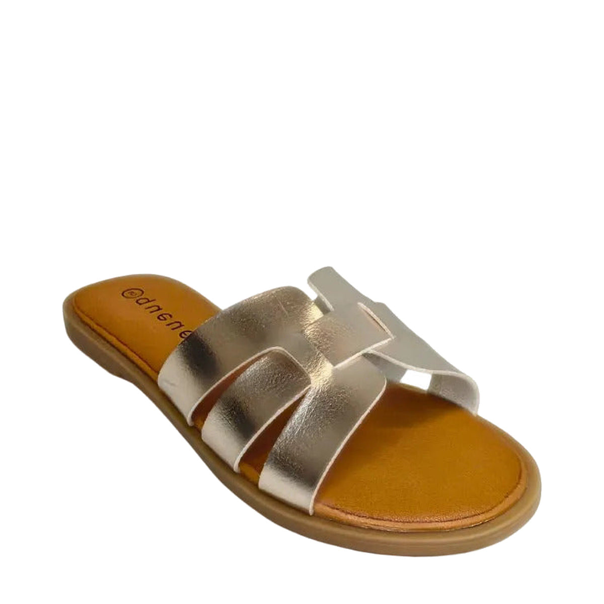 Queue Cut-out Looped Sandal - Champagne - right-facing angled view