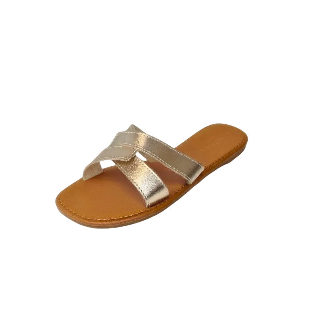 Andreoli Rosegold Leather Intertwined Slide – product image 1