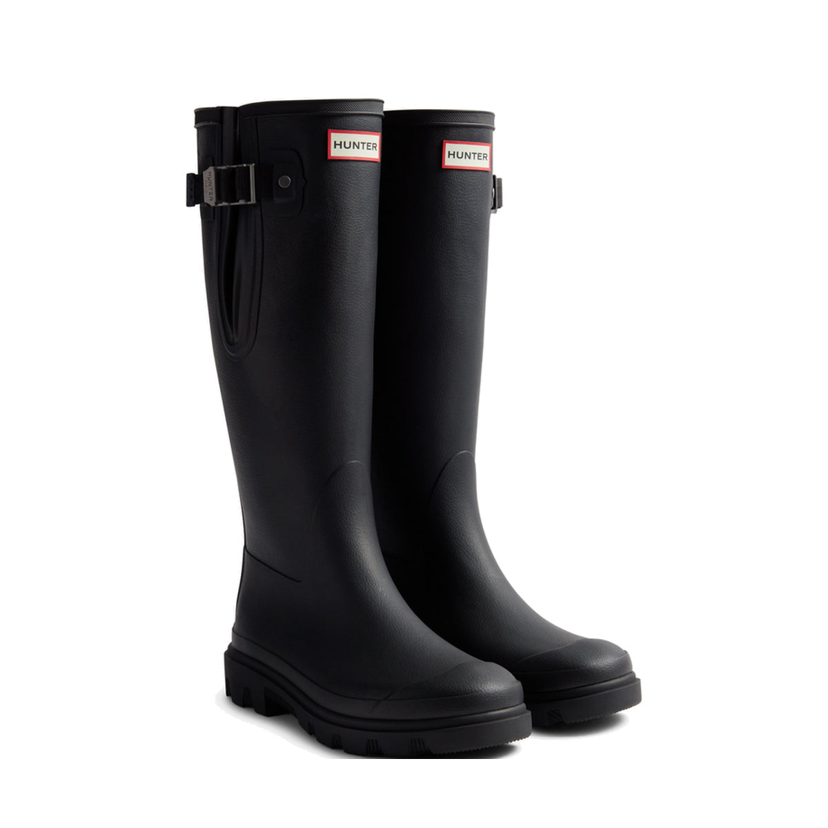 Hunter Downpour Field Adjustable Tall Wellington black waterproof rubber boot vegan 2