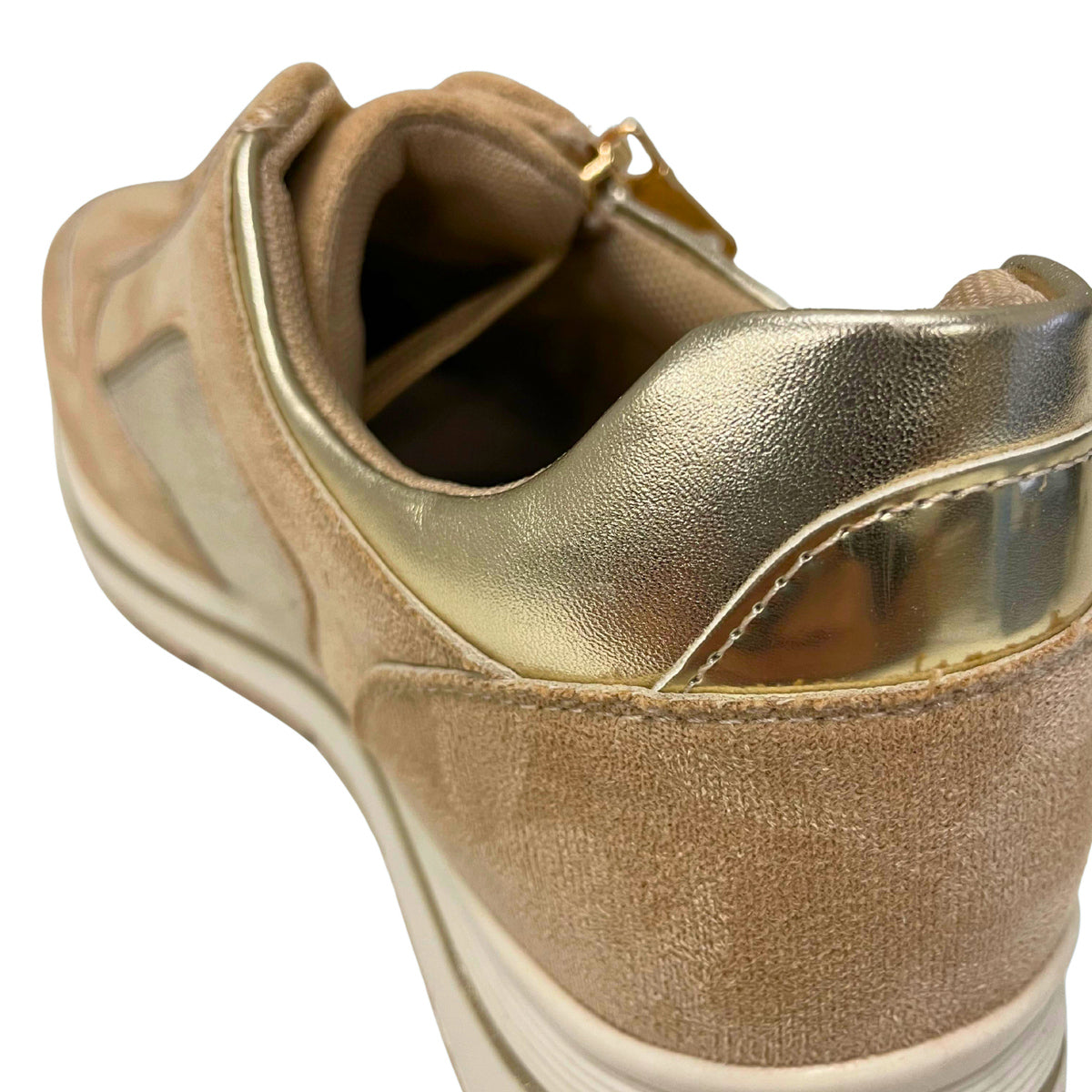 Detailed Lace Up Sneaker - Beige - detail view