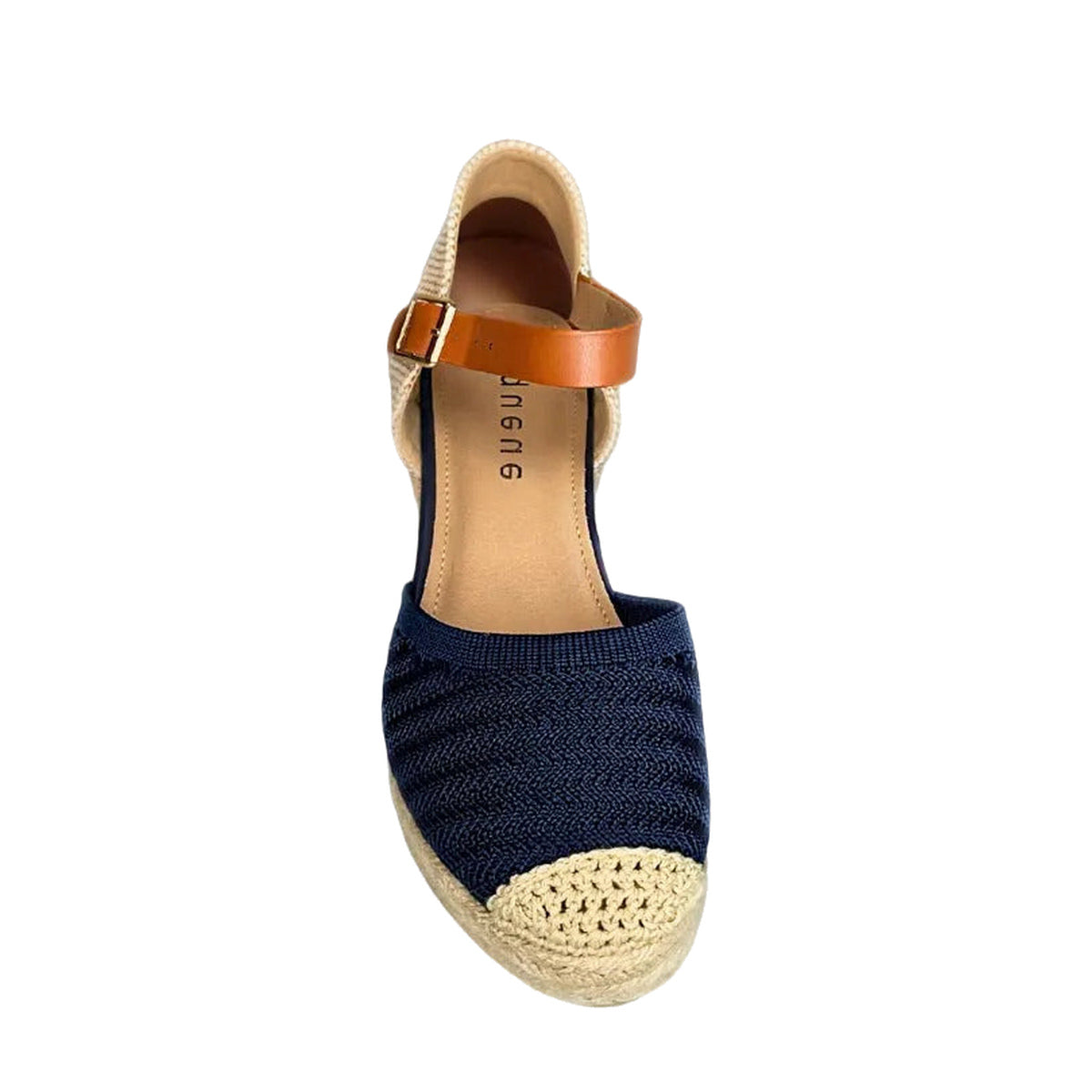 Queue Woven Espadrille Wedge - Navy - front view