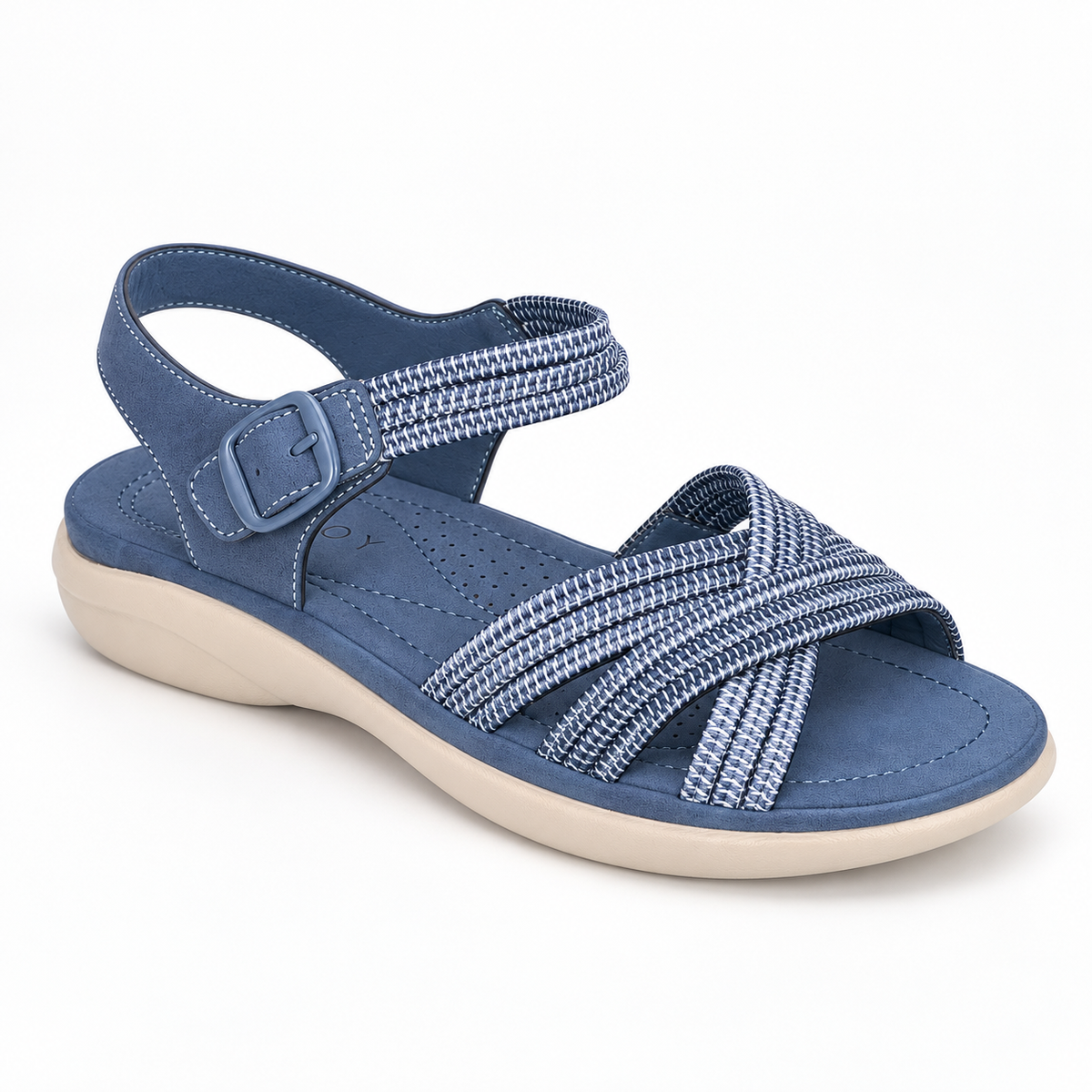 Savoy Buckle Strap Comfort Sandal - Navy, hero view