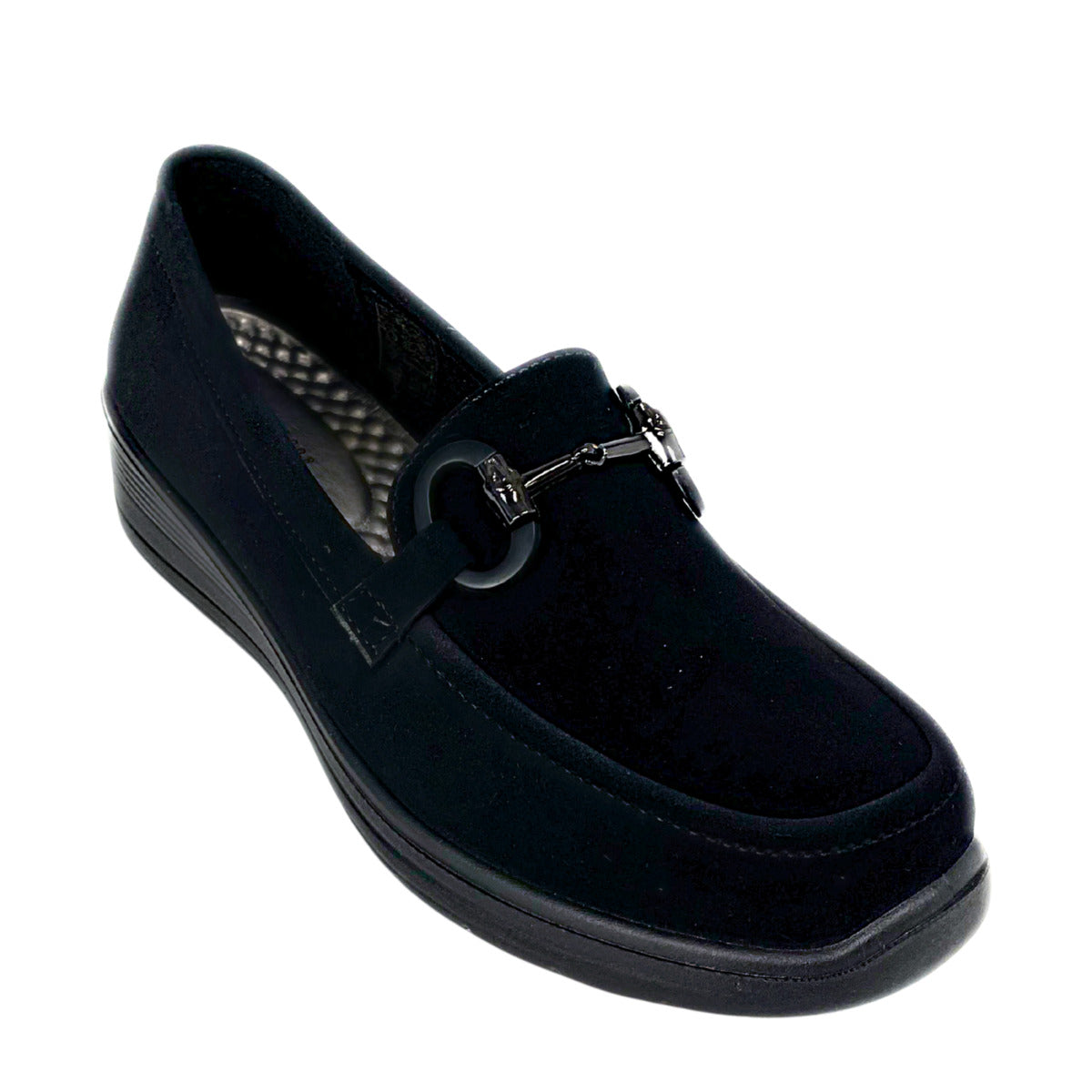Savoy Comfort Wedge Loafer with Chain Detail, black, view 2