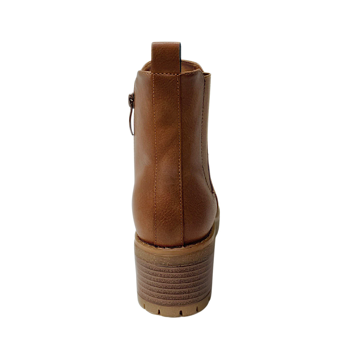 Savoy Block Heel Chelsea Boot - Camel - rear view