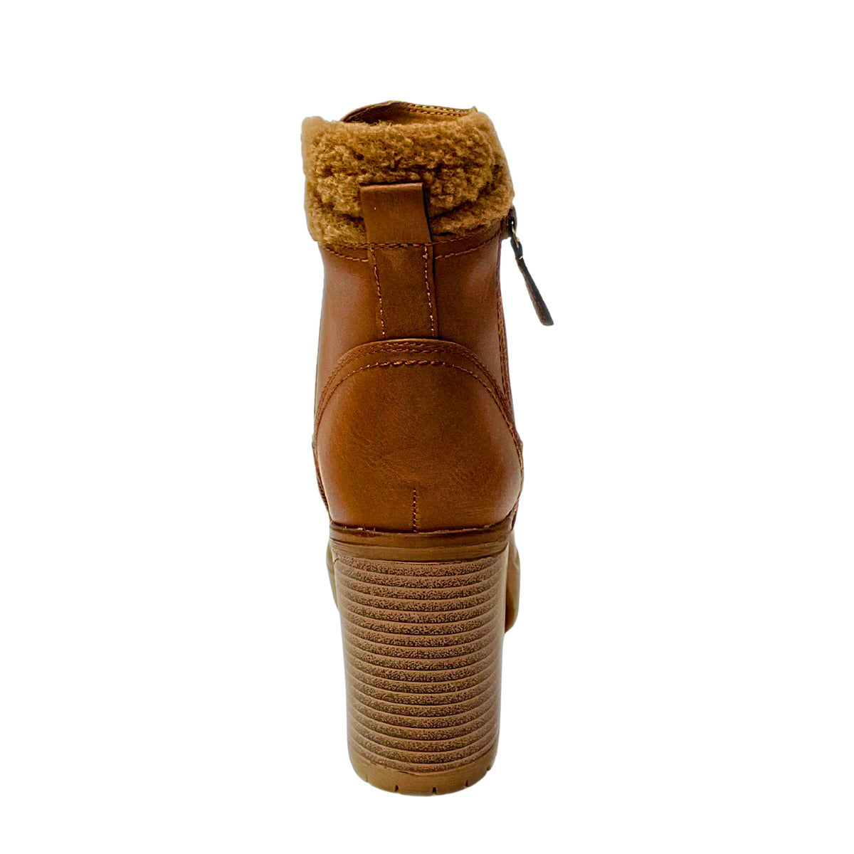 Savoy Chunky Block Heel Boot - Camel, rear view